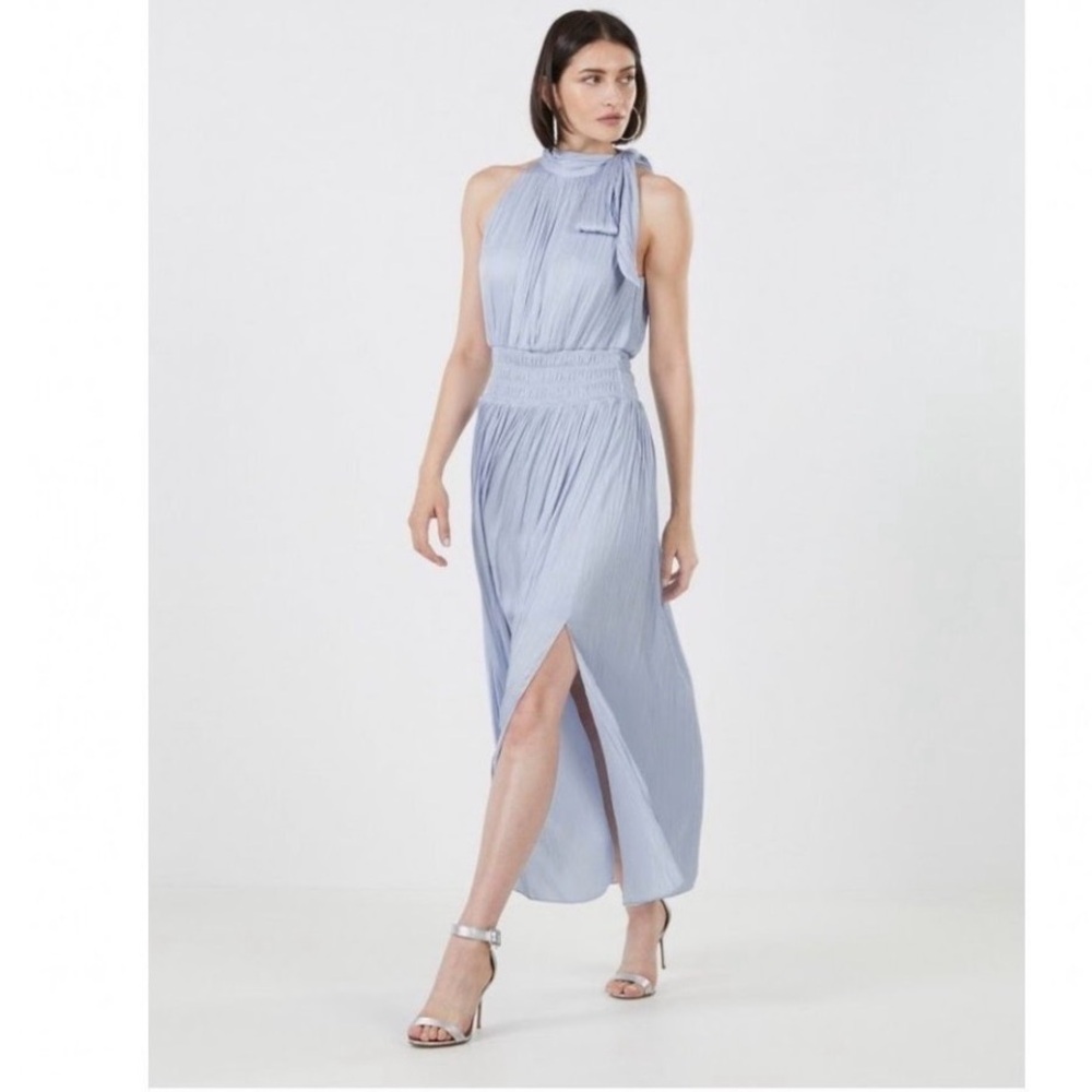 BCBGMaxAzria Light Blue Halter Midi Dress